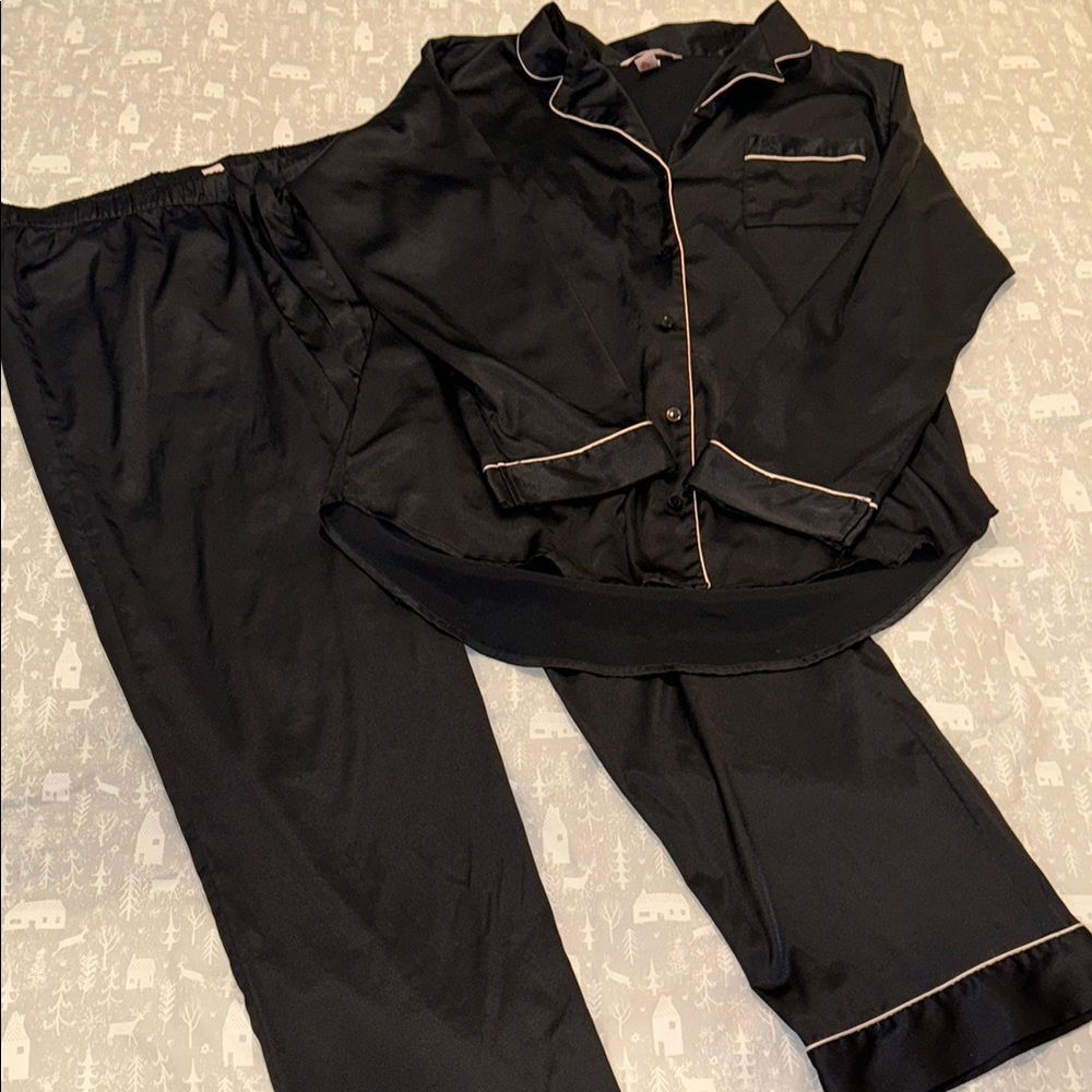 Victoria's Secret Black Satin Pajama Set